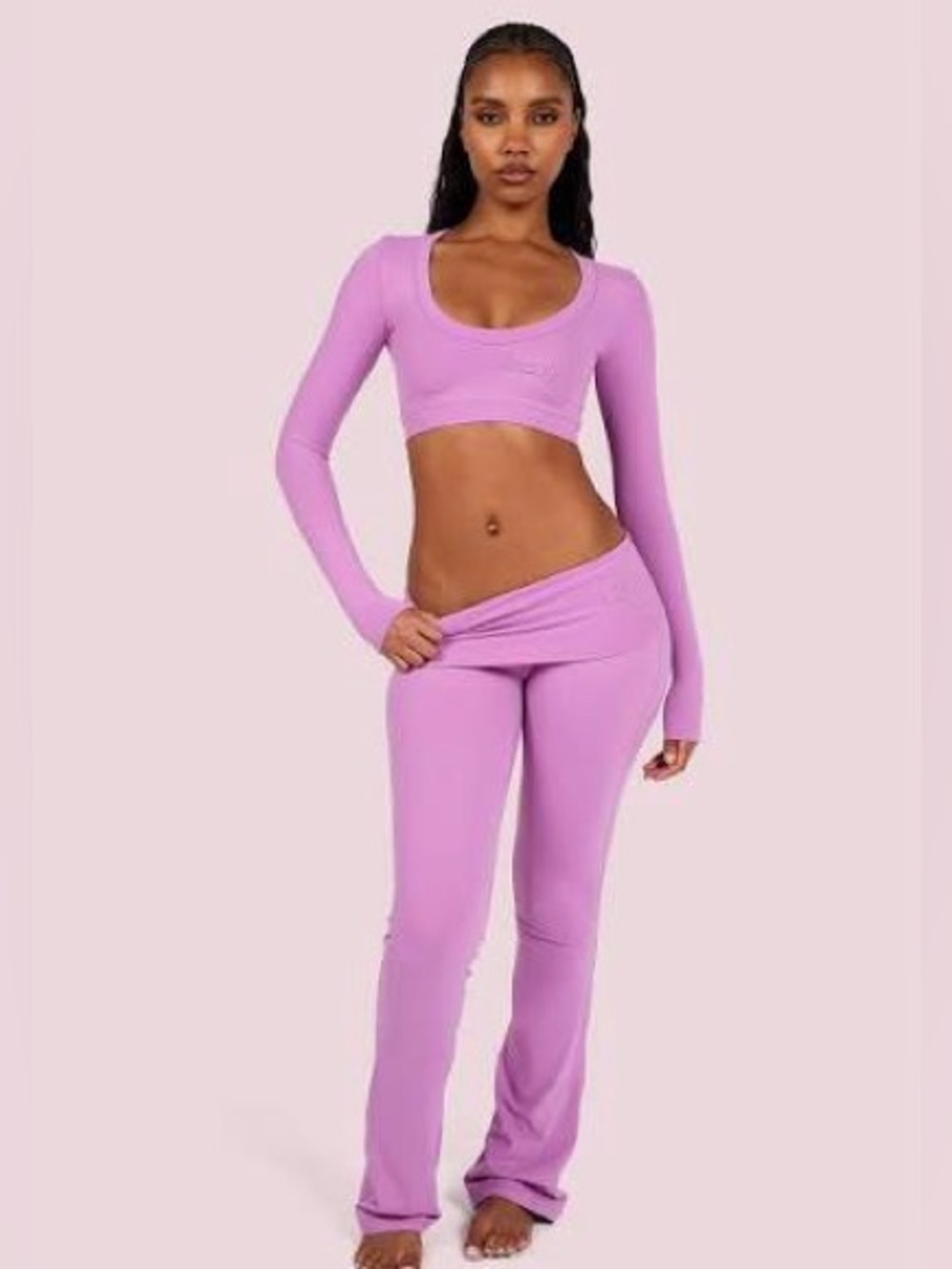 Body by Raven Tracy Foldover Yoga Pants Leggings Mauve Pink size Large
